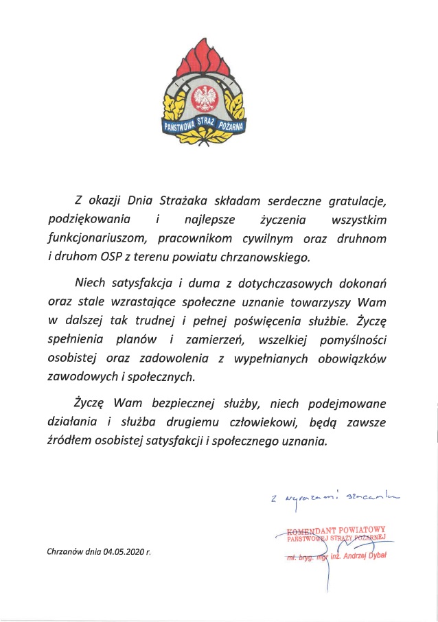 Zyczenia KP Dzien Strazaka 2020